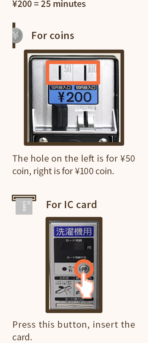 1. Insert coins or IC card